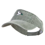 Dove of Peace Embroidered Washed Pigment Dyed Cotton Twill Visor - Olive OSFM