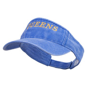 New York Queens District Logo Embroidered Washed Pigment Dyed Cotton Twill Visor - Royal OSFM