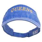 New York Queens District Logo Embroidered Washed Pigment Dyed Cotton Twill Visor - Royal OSFM