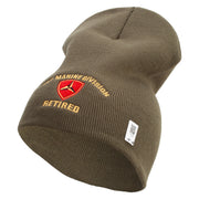3rd Marine Division Retired Symbol Embroidered 8 Inch Solid Knit Short Beanie Made in USA - Olive OSFM