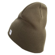 3rd Marine Division Retired Symbol Embroidered 8 Inch Solid Knit Short Beanie Made in USA - Olive OSFM