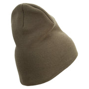 3rd Marine Division Retired Symbol Embroidered 8 Inch Solid Knit Short Beanie Made in USA - Olive OSFM