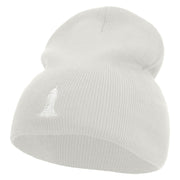 Vintage Nautical Embroidered 8 inch Knitted Short Beanie - White OSFM