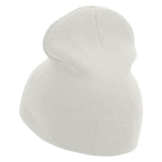Vintage Nautical Embroidered 8 inch Knitted Short Beanie - White OSFM