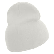Vintage Nautical Embroidered 8 inch Knitted Short Beanie - White OSFM