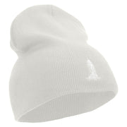 Vintage Nautical Embroidered 8 inch Knitted Short Beanie - White OSFM