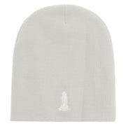 Vintage Nautical Embroidered 8 inch Knitted Short Beanie - White OSFM