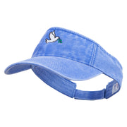 Dove of Peace Embroidered Washed Pigment Dyed Cotton Twill Visor - Royal OSFM