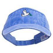 Dove of Peace Embroidered Washed Pigment Dyed Cotton Twill Visor - Royal OSFM