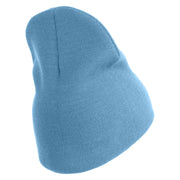 US Air Force Retired with Flag Symbol Embroidered 8 Inch Solid Knit Short Beanie Made in USA - Carolina-Blue OSFM