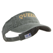 New York Queens District Logo Embroidered Washed Pigment Dyed Cotton Twill Visor - Olive OSFM