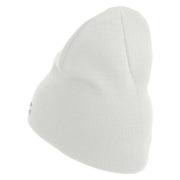 US Air Force Retired with Flag Symbol Embroidered 8 Inch Solid Knit Short Beanie Made in USA - White OSFM