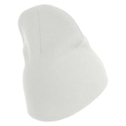 US Air Force Retired with Flag Symbol Embroidered 8 Inch Solid Knit Short Beanie Made in USA - White OSFM