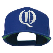 Old English Q Embroidered Flat Bill Cap