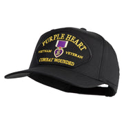 Purple Heart Vietnam Veteran Combat Wounded Patched Solid Cotton Twill 5 Panel Prostyle Snap Cap - Black OSFM