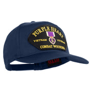 Purple Heart Vietnam Veteran Combat Wounded Patched Solid Cotton Twill 5 Panel Prostyle Snap Cap - Navy OSFM