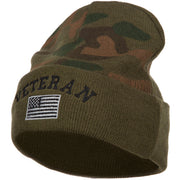 Veteran USA Flag Embroidered Camo Long Beanie