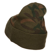 Veteran USA Flag Embroidered Camo Long Beanie