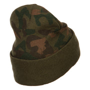 Veteran USA Flag Embroidered Camo Long Beanie