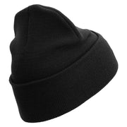 U.S. Marine Corps 3rd Marine Division logo Embroidered 12 Inch Solid Knit Cuff Long Beanie Made in USA - Black OSFM