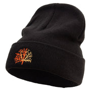 Orange Coral Logo Embroidered Big Size Acrylic Long Beanie - Black OSFM