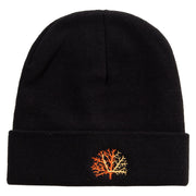 Orange Coral Logo Embroidered Big Size Acrylic Long Beanie - Black OSFM