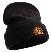 Orange Coral Logo Embroidered Big Size Acrylic Long Beanie - Black OSFM