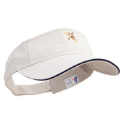 Geometric Shape Bird Logo Embroidered Prostyle Cotton Twill Washed Visor - Stone-Navy OSFM