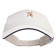 Geometric Shape Bird Logo Embroidered Prostyle Cotton Twill Washed Visor - Stone-Navy OSFM