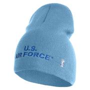 US Air Force Navy Letter Symbol Embroidered 8 Inch Solid Knit Short Beanie Made in USA - Carolina-Blue OSFM