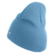 US Air Force Navy Letter Symbol Embroidered 8 Inch Solid Knit Short Beanie Made in USA - Carolina-Blue OSFM