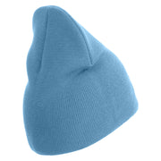 US Air Force Navy Letter Symbol Embroidered 8 Inch Solid Knit Short Beanie Made in USA - Carolina-Blue OSFM