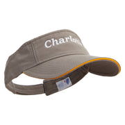 Charlotte South Carolina Logo Embroidered Prostyle Cotton Twill Washed Visor - Olive-Gold OSFM