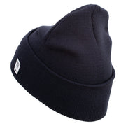 U.S. Marine Corps 3rd Marine Division logo Embroidered 12 Inch Solid Knit Cuff Long Beanie Made in USA - Navy OSFM