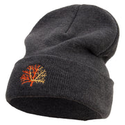 Orange Coral Logo Embroidered Big Size Acrylic Long Beanie - Heather-Marled OSFM