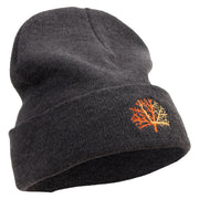 Orange Coral Logo Embroidered Big Size Acrylic Long Beanie - Heather-Marled OSFM