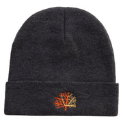 Orange Coral Logo Embroidered Big Size Acrylic Long Beanie - Heather-Marled OSFM