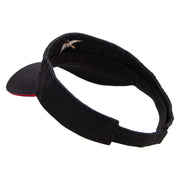 Geometric Shape Bird Logo Embroidered Prostyle Cotton Twill Washed Visor - Black-Red OSFM