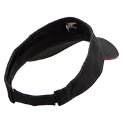 Geometric Shape Bird Logo Embroidered Prostyle Cotton Twill Washed Visor - Black-Red OSFM