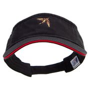 Geometric Shape Bird Logo Embroidered Prostyle Cotton Twill Washed Visor - Black-Red OSFM