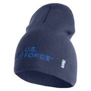 US Air Force Navy Letter Symbol Embroidered 8 Inch Solid Knit Short Beanie Made in USA - Navy OSFM