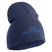 US Air Force Navy Letter Symbol Embroidered 8 Inch Solid Knit Short Beanie Made in USA - Navy OSFM