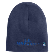 US Air Force Navy Letter Symbol Embroidered 8 Inch Solid Knit Short Beanie Made in USA - Navy OSFM