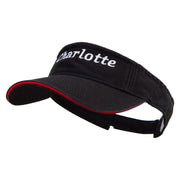 Charlotte South Carolina Logo Embroidered Prostyle Cotton Twill Washed Visor - Black-Red OSFM