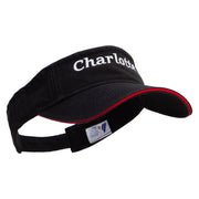 Charlotte South Carolina Logo Embroidered Prostyle Cotton Twill Washed Visor - Black-Red OSFM