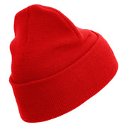 U.S. Marine Corps 3rd Marine Division logo Embroidered 12 Inch Solid Knit Cuff Long Beanie Made in USA - Red OSFM