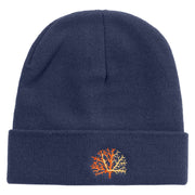 Orange Coral Logo Embroidered Big Size Acrylic Long Beanie - Navy OSFM