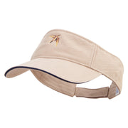 Geometric Shape Bird Logo Embroidered Prostyle Cotton Twill Washed Visor - Khaki-Navy OSFM