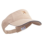 Geometric Shape Bird Logo Embroidered Prostyle Cotton Twill Washed Visor - Khaki-Navy OSFM