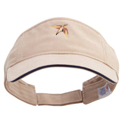 Geometric Shape Bird Logo Embroidered Prostyle Cotton Twill Washed Visor - Khaki-Navy OSFM